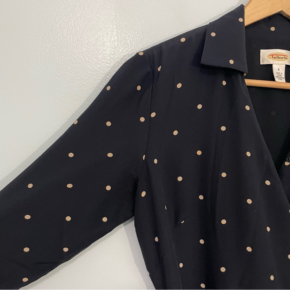 Talbots Navy Polka Dot Midi Dress - Picture 6 of 16